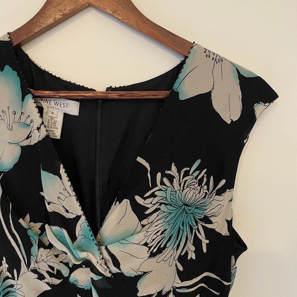 Nine West 100% Silk Floral Slip Dress, Size 8, Excellent Condition